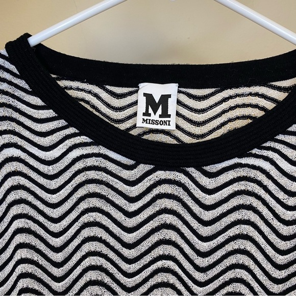 MISSONI Zigzag Pattern Fine Knit Lightweight Sweater Blouse Metallic Gold XXL 12 - Picture 3 of 13